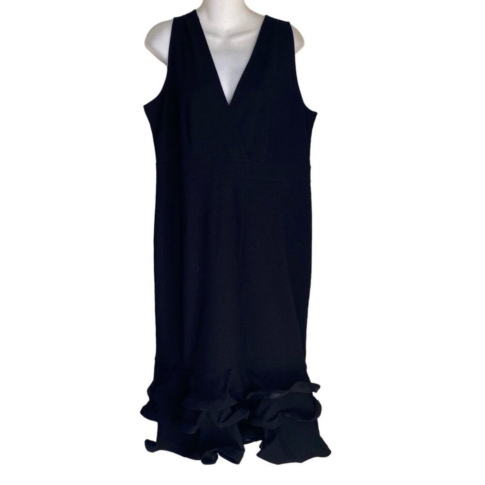 Womens Black Fit & Flare V neck formal dress - Picture 8 of 11